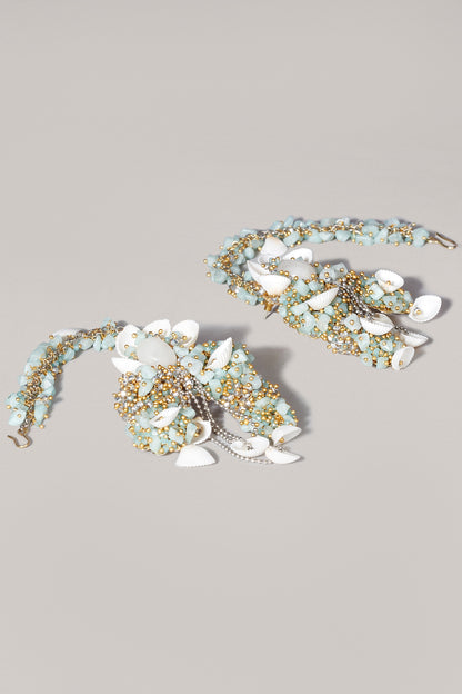 Turquoise Shell Jhumka Earrings