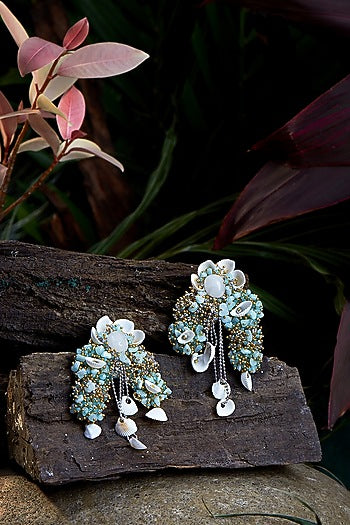 Turquoise Shell Jhumka Earrings