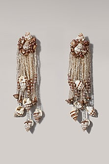 Brown Shell Taselled Earrings