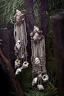 Brown Shell Taselled Earrings