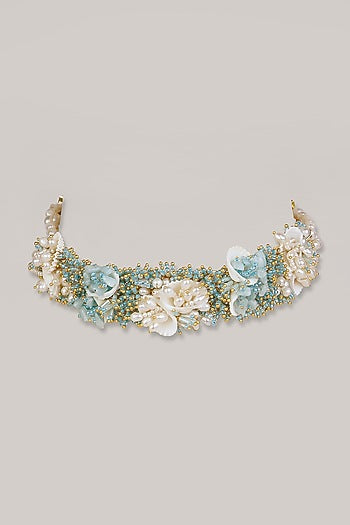 Turquoise Beaded & Shell Stone Choker Necklace
