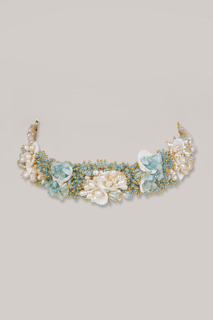 Turquoise Beaded & Shell Stone Choker Necklace