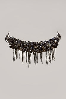 Black Semi Precious Beaded Choker Necklace