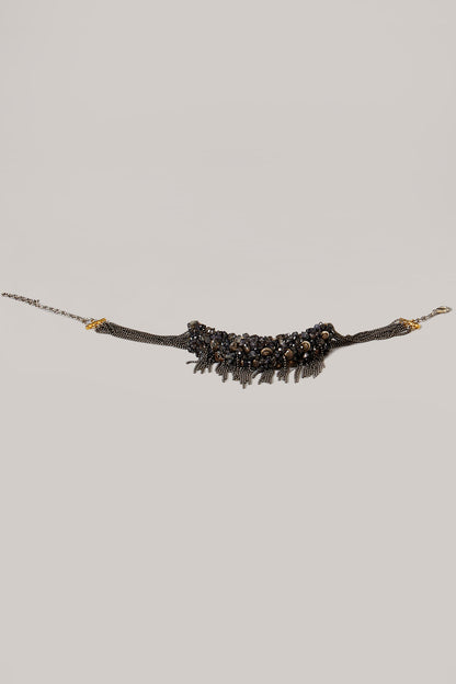 Black Semi Precious Beaded Choker Necklace