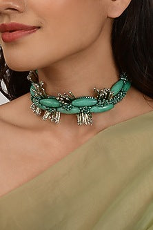 Turquoise Beaded Handmade Choker Necklace