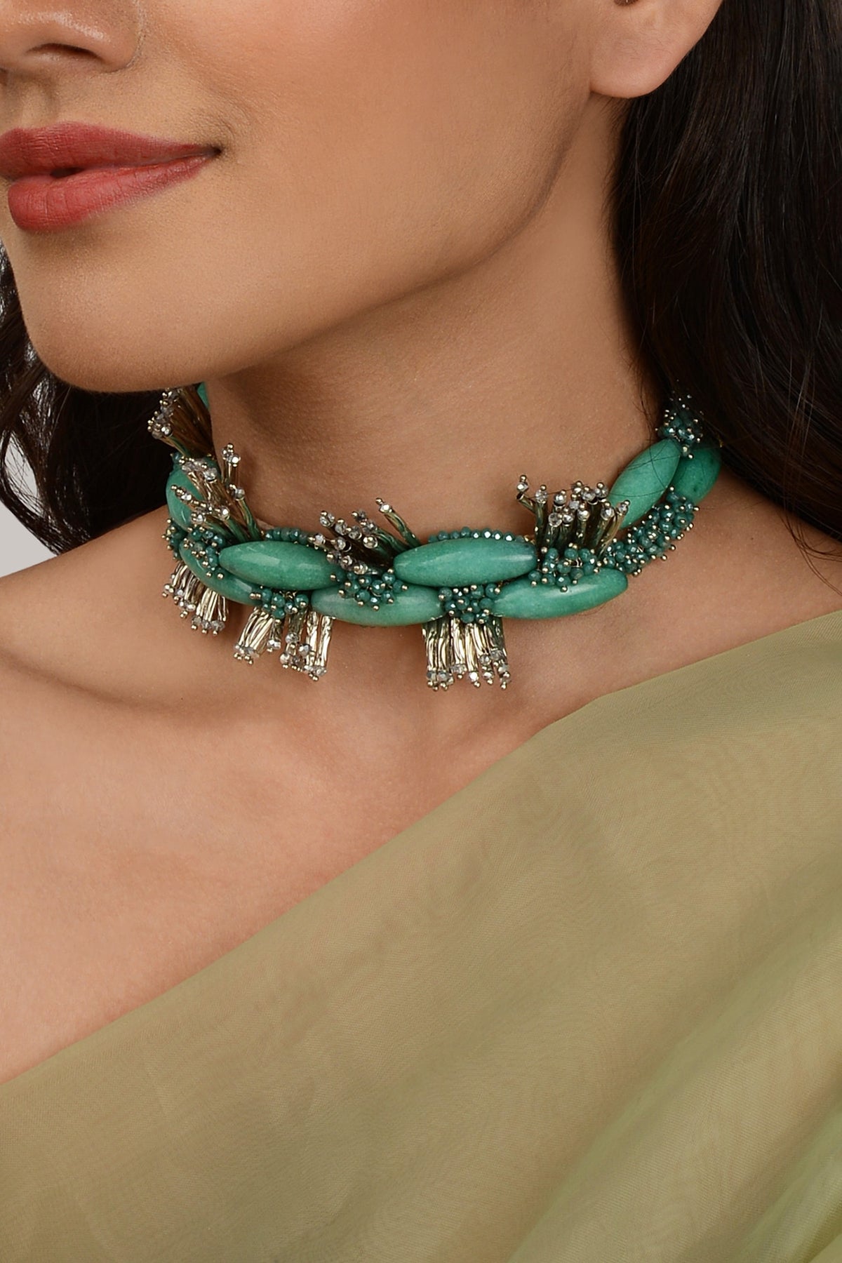 Turquoise Beaded Handmade Choker Necklace