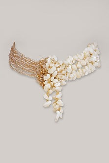 White Shell Crystals Handmade Choker Necklace