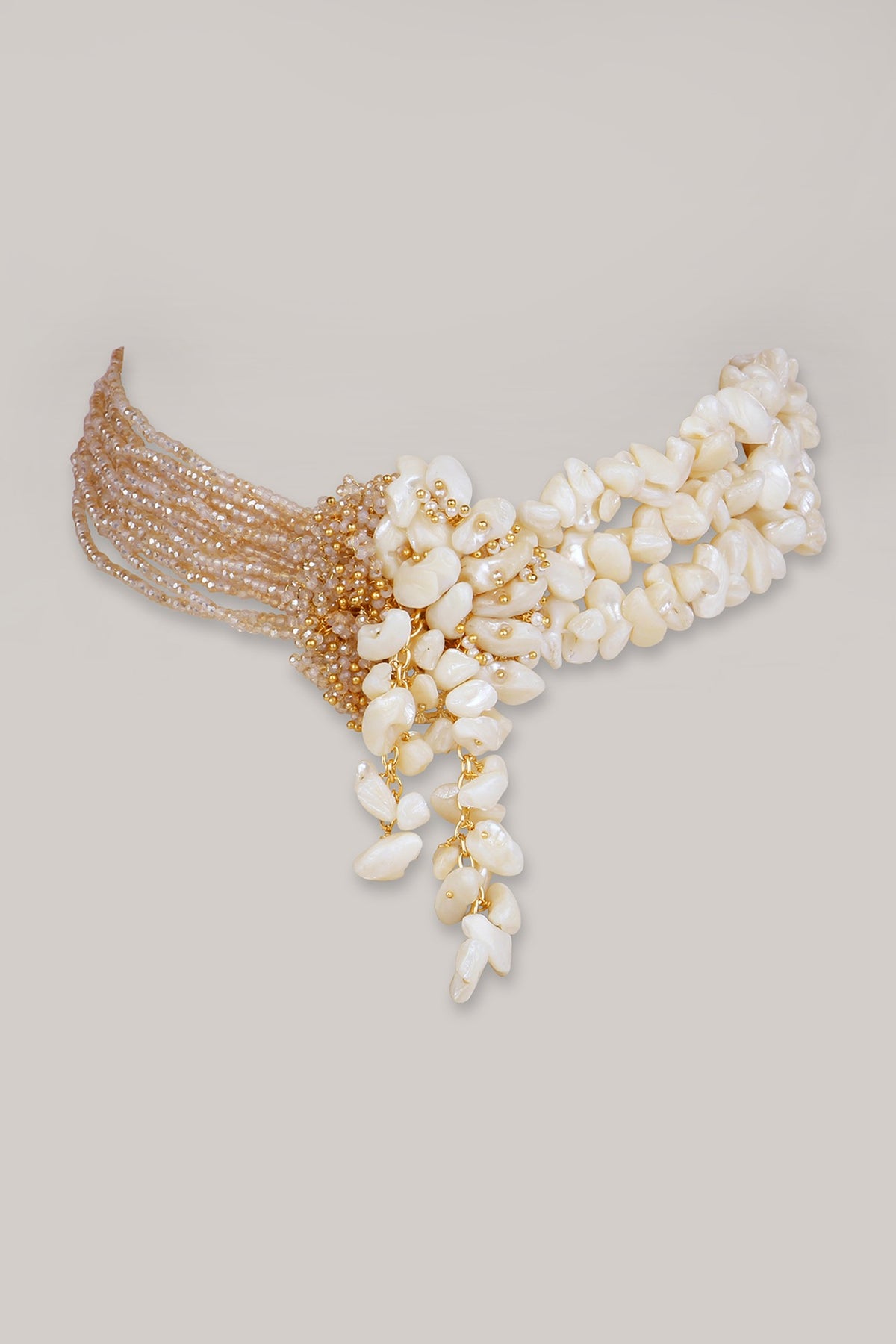 White Shell Crystals Handmade Choker Necklace