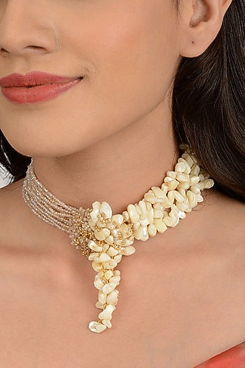 White Shell Crystals Handmade Choker Necklace