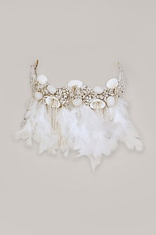 White Semi Precious Beaded Choker Necklace