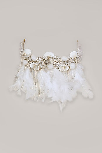 White Semi Precious Beaded Choker Necklace