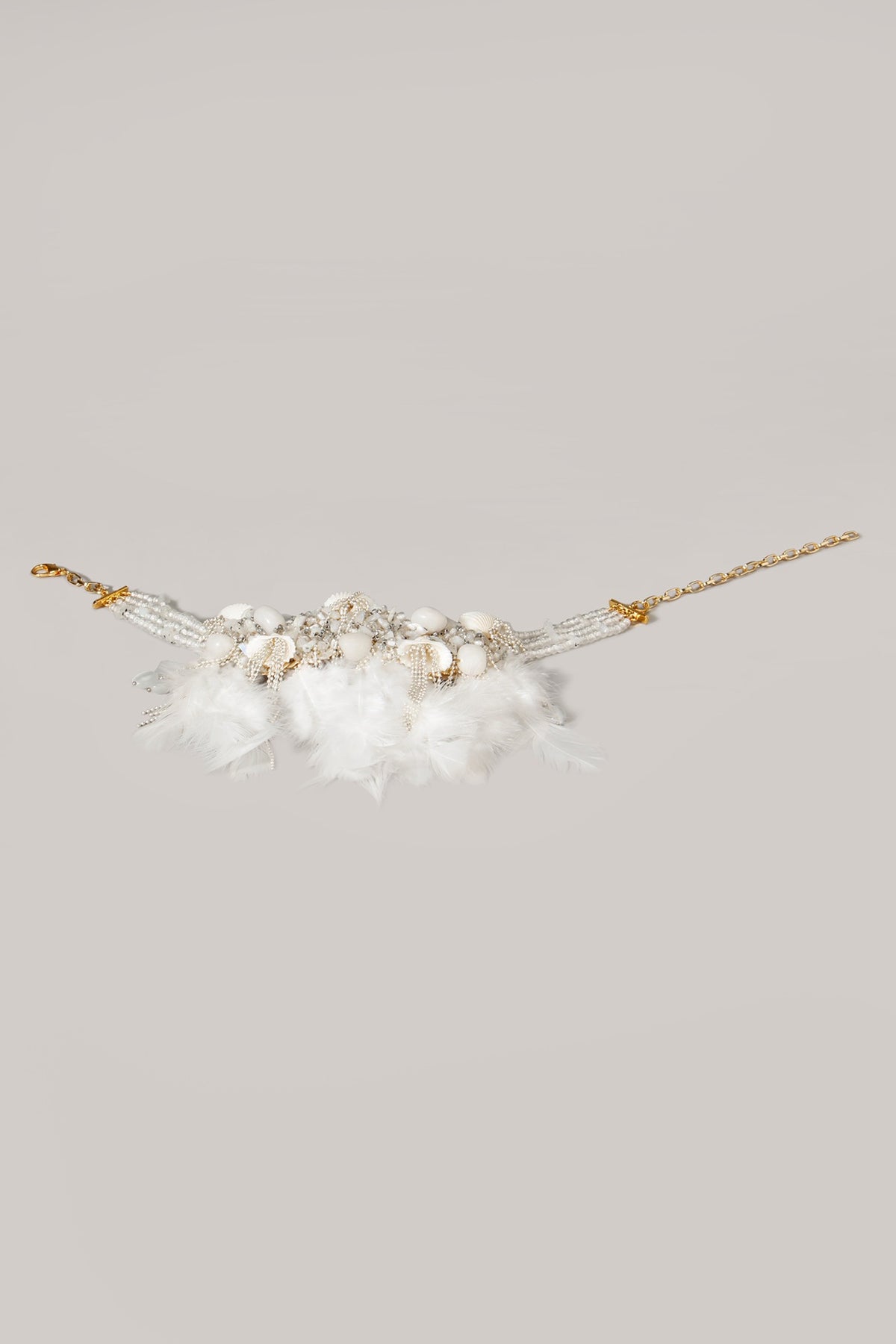 White Semi Precious Beaded Choker Necklace
