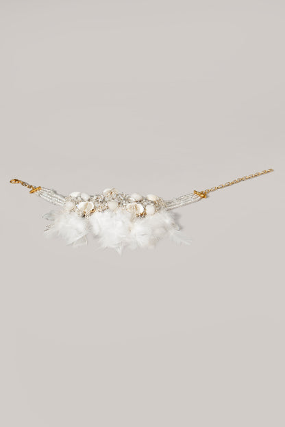 White Semi Precious Beaded Choker Necklace