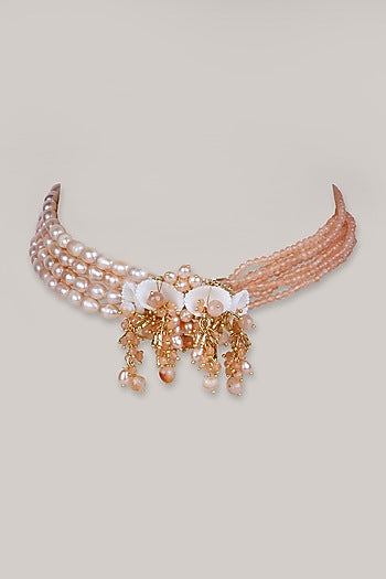 Beige Pearl Choker Necklace