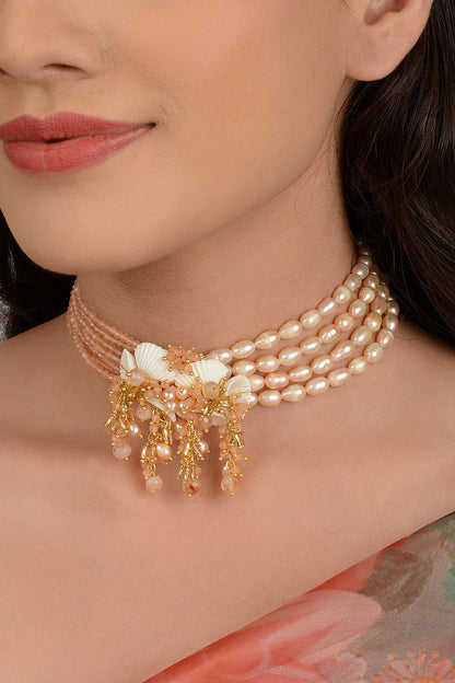 Beige Pearl Choker Necklace