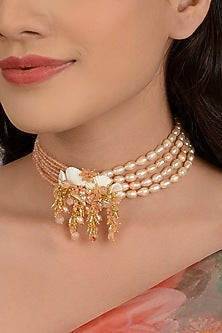 Beige Pearl Choker Necklace