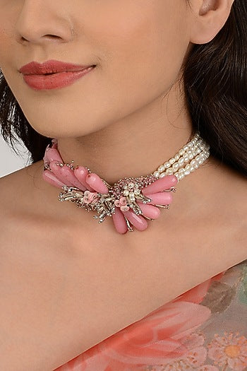 Pink Pearl Handmade Choker Necklace