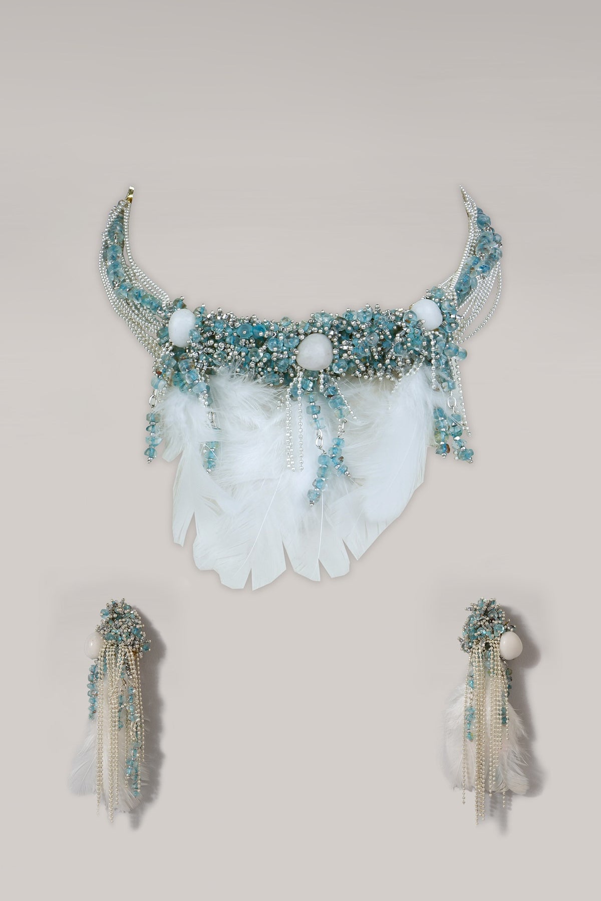 Turquoise Beaded Choker Necklace Set