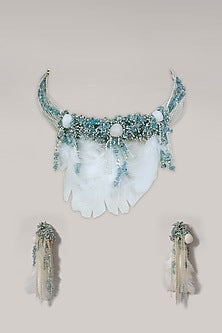 Turquoise Beaded Choker Necklace Set
