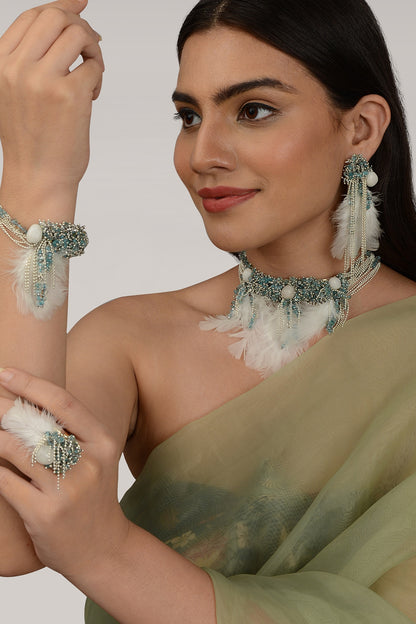 Turquoise Beaded Choker Necklace Set