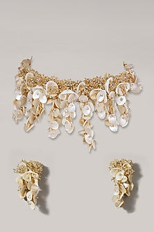 White Beaded Choker Necklace Set