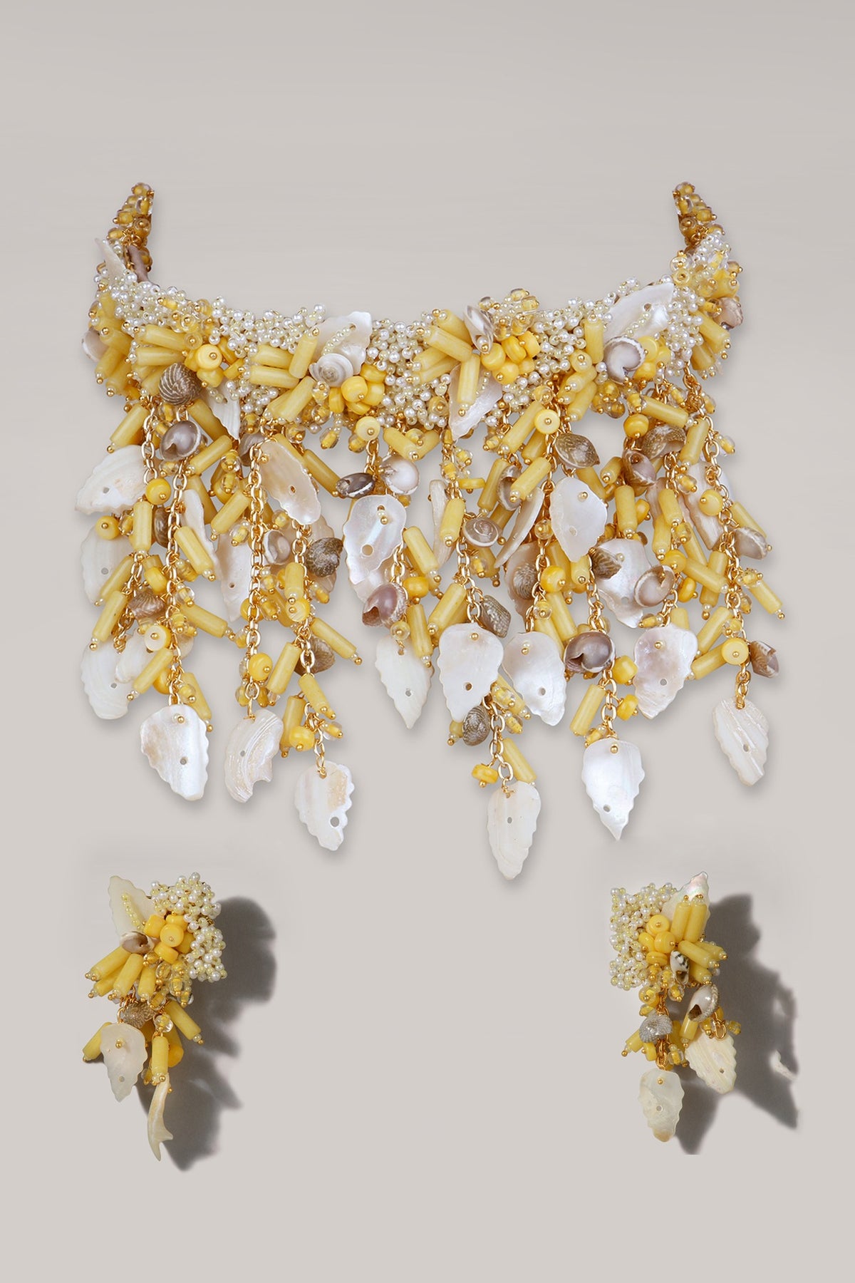 Yellow Crystal Choker Necklace Set