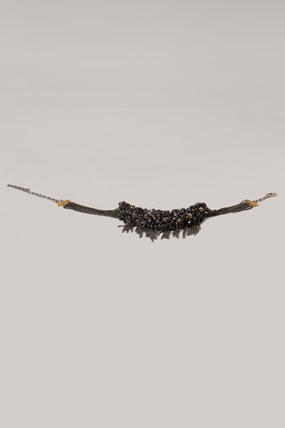 Black Semi Precious Beaded Choker Necklace Set