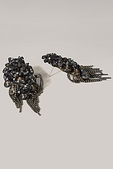 Black Semi Precious Beaded Choker Necklace Set