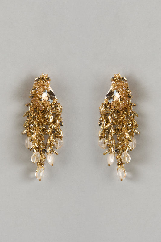 Gold Finish Kundan Polki Handcrafted Dangler Earrings