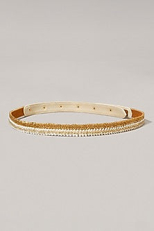 Gold Finish Handcrafted Gold & White Waist Belt