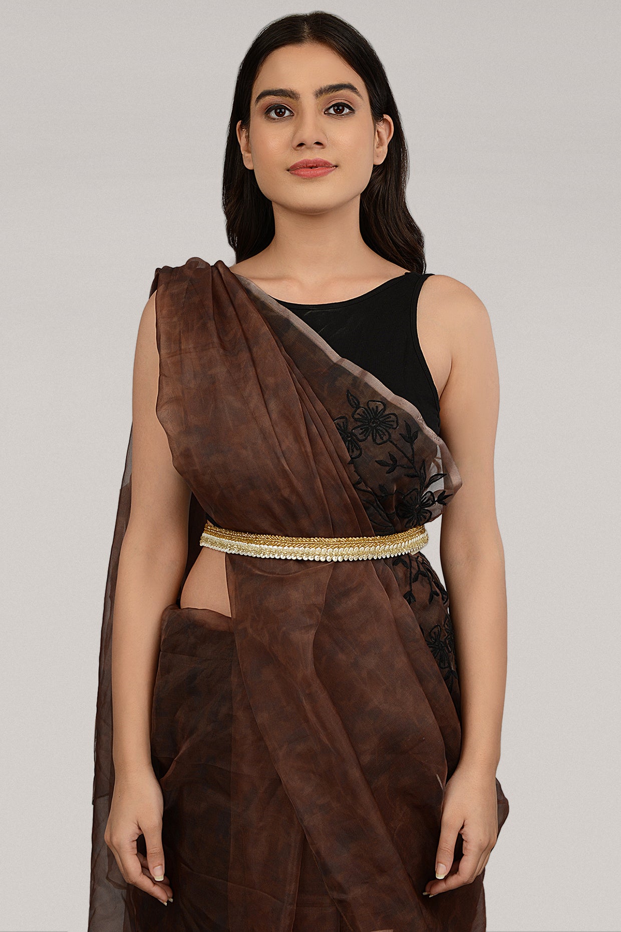 Gold Finish Handcrafted Gold & White Waist Belt