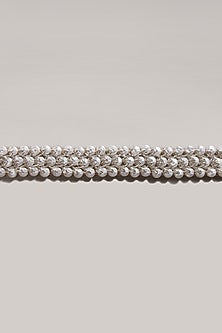 Gold Finish Embroidered Silver Waist Belt