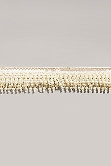 Gold Finish Embroidered White Waist Belt