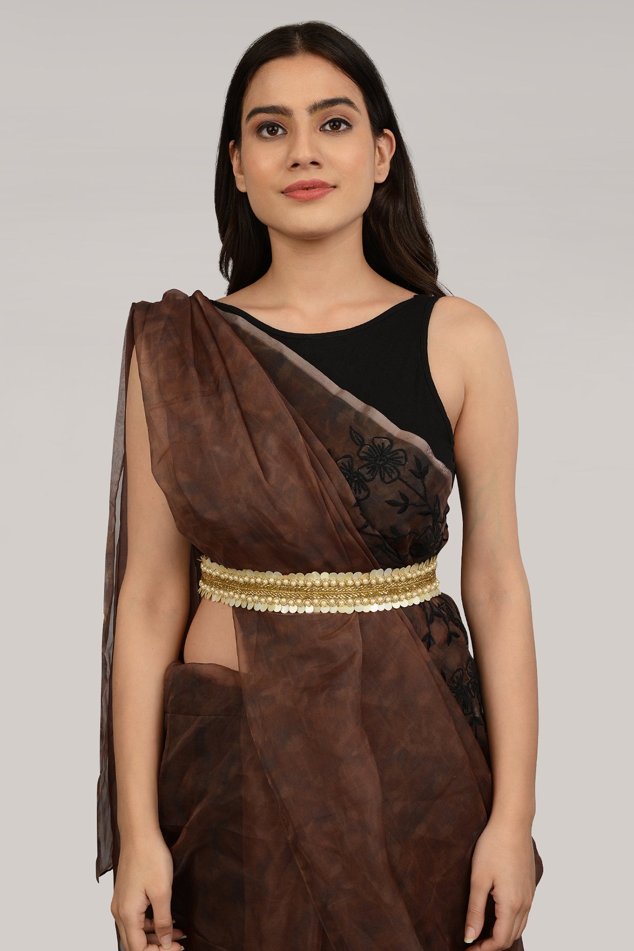 Gold Finish Embroidered Handcrafted Gold Waist Belt