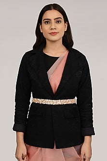 Gold Finish Embroidered Handcrafted Pastel Peach Waist Belt