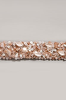 Gold Finish Embroidered Handcrafted Pastel Peach Waist Belt