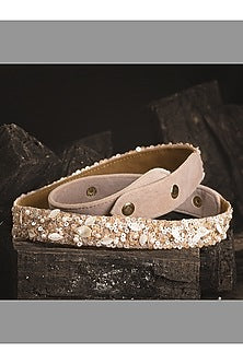 Gold Finish Embroidered Handcrafted Pastel Peach Waist Belt