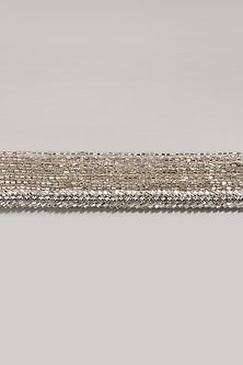 Gold Finish Pearl Embroidered Silver Waist Belt