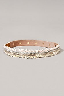 Gold Finish Embroidered Handcrafted Multi-Colored Waist Belt