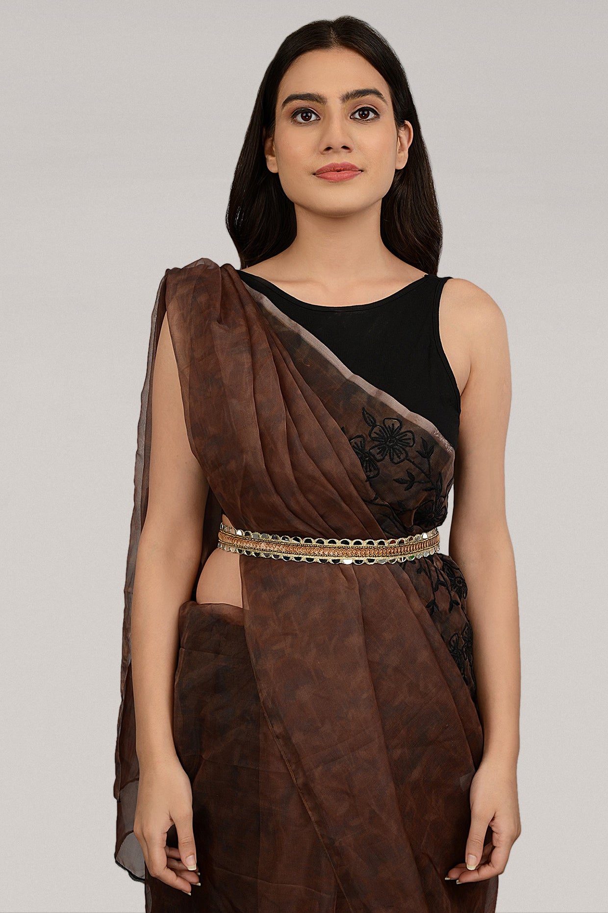 Gold Finish Embroidered Gold Waist Belt