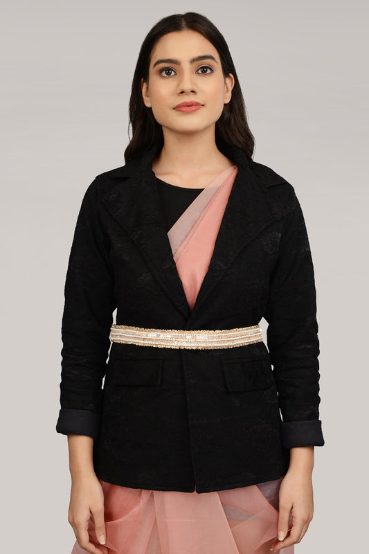 Gold Finish Gota Embroidered Gold Waist Belt