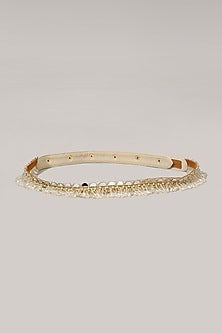 Gold Finish Glass Sequins Embroidered Gold Waist Belt