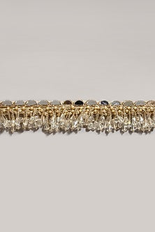Gold Finish Glass Sequins Embroidered Gold Waist Belt