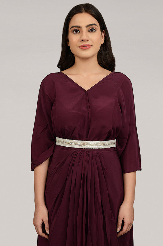 Gold Finish Pearl Embroidered White Waist Belt