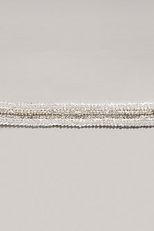 Gold Finish Pearl Embroidered White Waist Belt