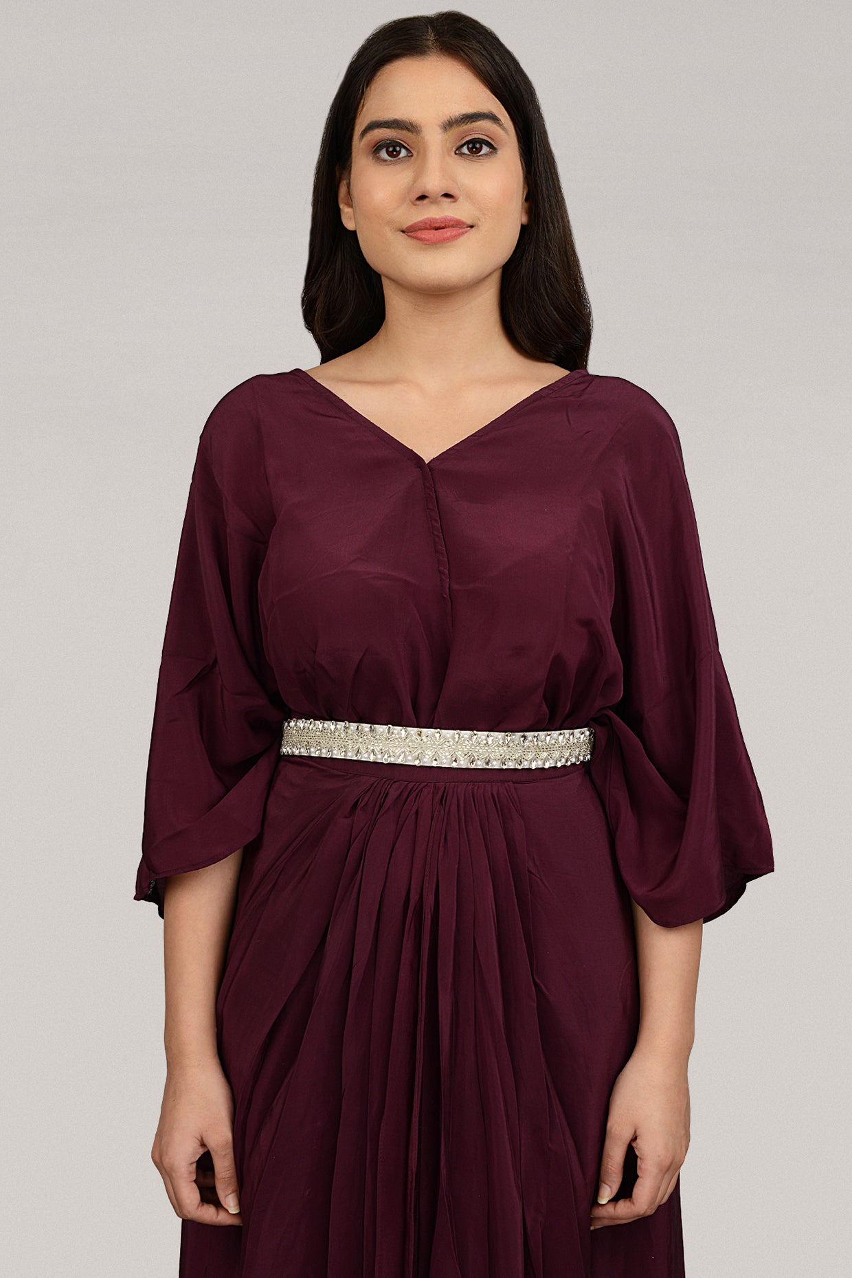 Gold Finish Embroidered Pearl White Waist Belt