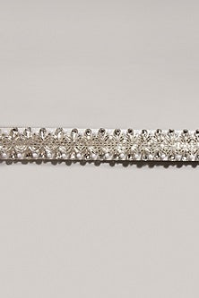 Gold Finish Embroidered Pearl White Waist Belt