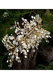 Gold Finish Pearl & Beaded Hair Chain