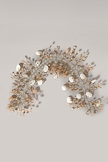 Gold Finish Peach Shell Beaded Hair Chain