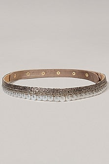 Copper & White Pearl Crystal Waist Belt